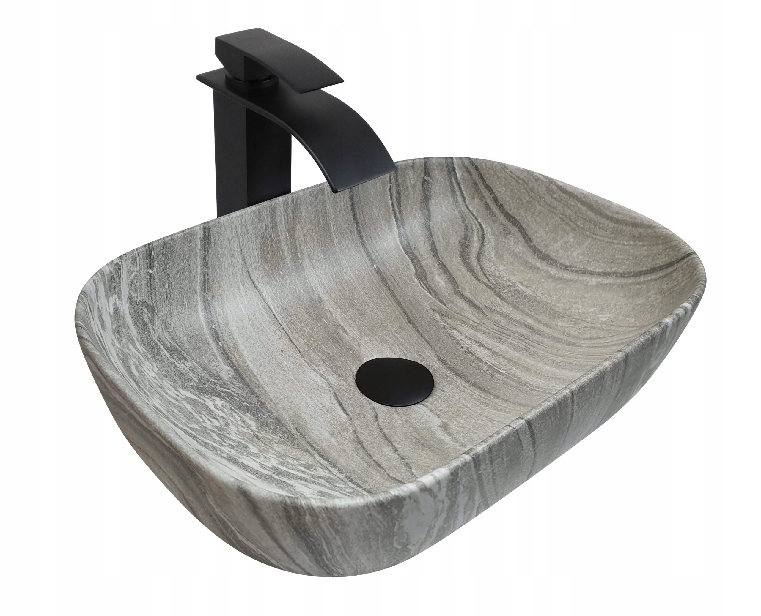 Umywalka nablatowa Estiva ALIA Marmo Gray marmur szara 44,5x32,5x13,5 cm