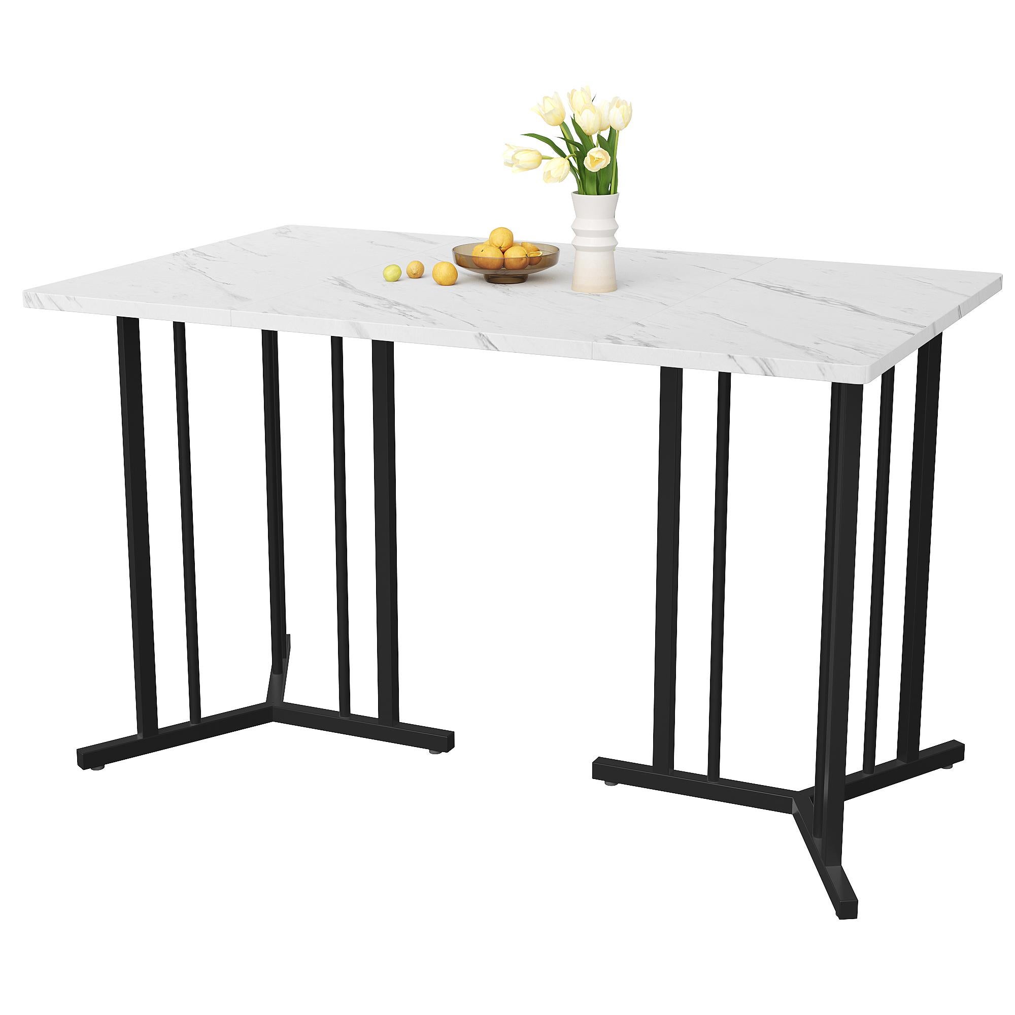 Stołek 140x80 cm Moderne Marmoroptik mit schwarzem Metallgestell und verstellbaren Füßen - Stabil, Stilvoll, Vielseitig