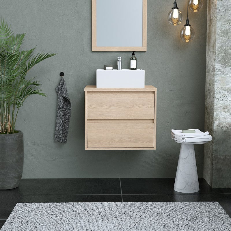 Szafka łazienkowa wisząca pod umywalkę - Okleina dębowa - 60 cm - MILIPAM