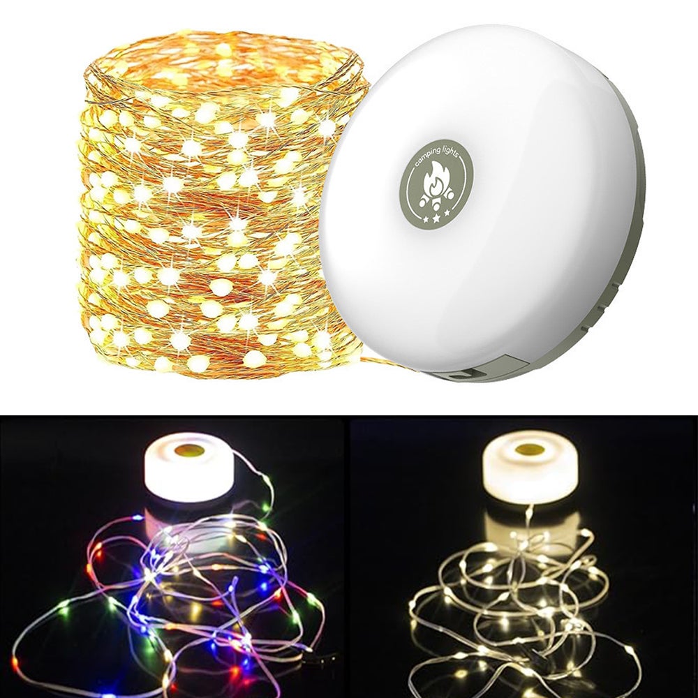 UOUNE Stringa di luci da campeggio, luci da esterno con 8 modalità di illuminazione, conservazione rapida, lanterne da campeggio per interruzioni di corrente, ricarica rapida di tipo C, luci da