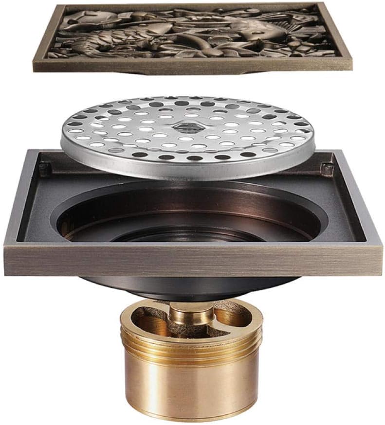 Todo em cobre anti-odor, anti-insetos, anti-reflexo, anti-reflexo, bronze verde, ralo de banheiro retrô - 4