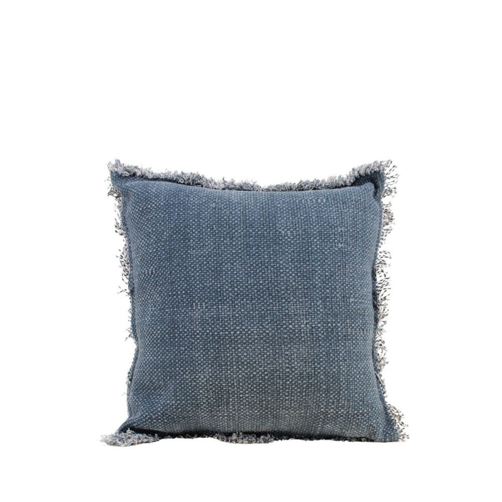 Coussin effet jean à franges 40x40cm - Ornami - 7