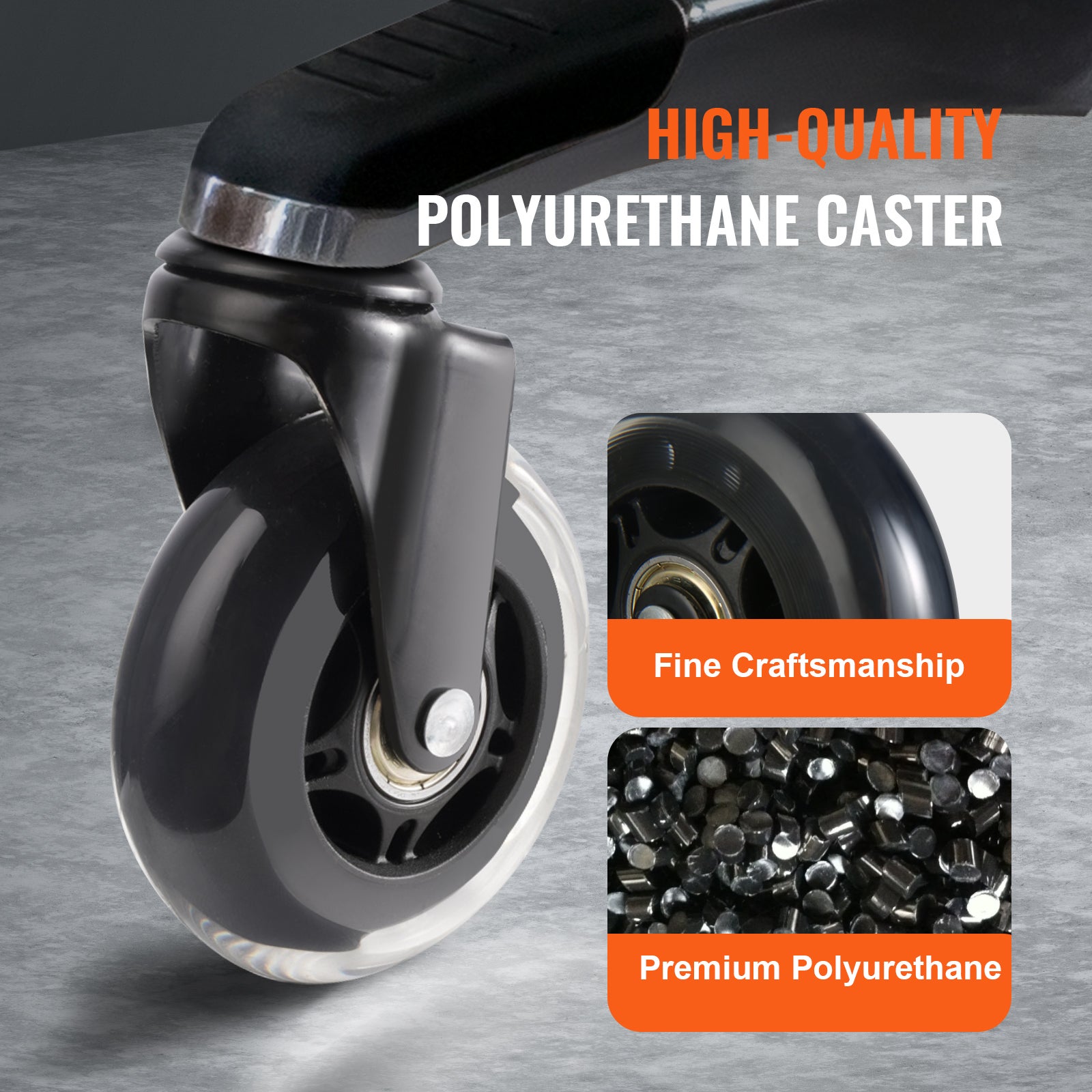 Roulettes Pivotantes Lot de VEVOR 5 Roulette Chaise Bureau Remplacement 76,2 mm Roues Fauteuil Ordinateur Robustes pour Sols en Bois Dur et Moquette - 3