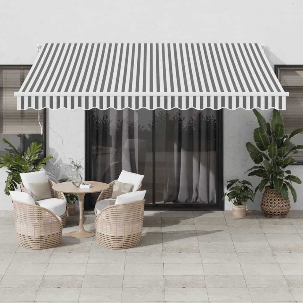 Tenda Da Sole Retrattile Manuale VidaXL – 4x3 Metri – Con Pali – Antracite – Tessuto UV E Idrorepellente