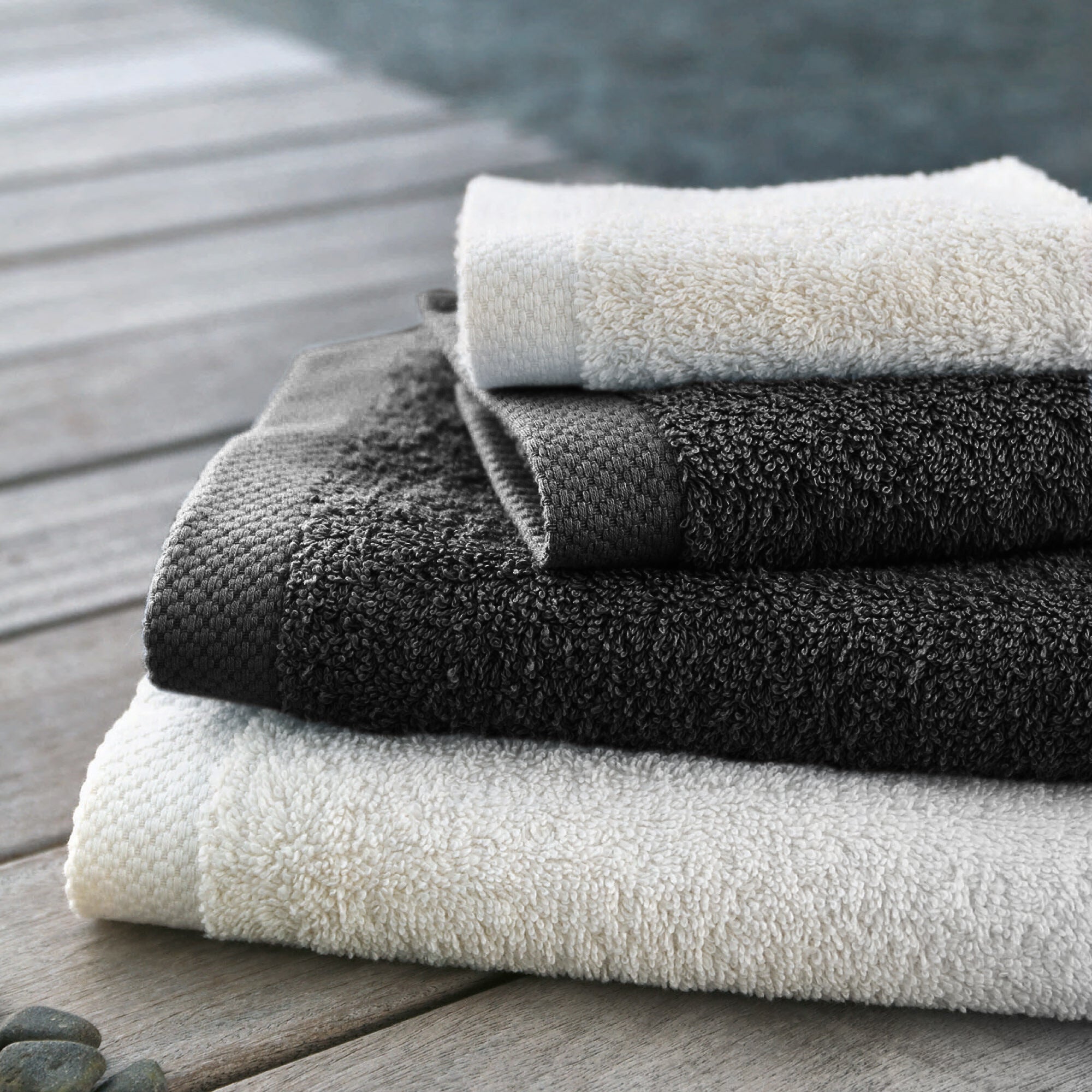 Drap de bain 100x150 cm PURE Noir 550 g/m2 - 2