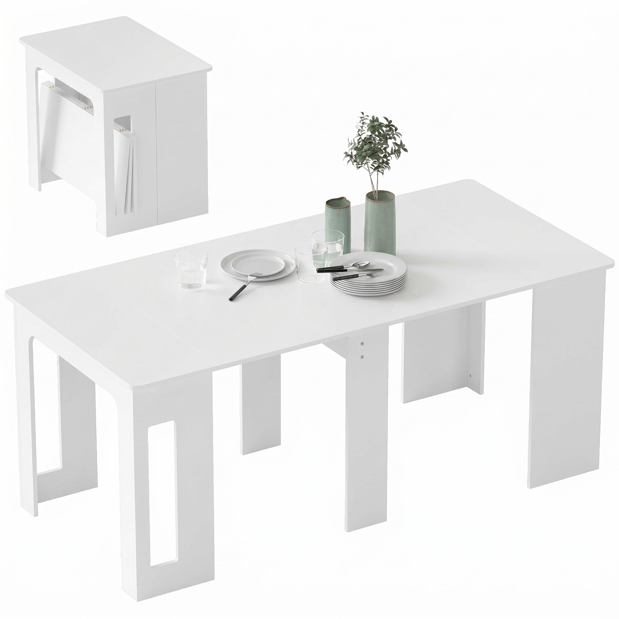 Table à manger pliante, table pliante cuisine extensible jusqu'à 6 ...