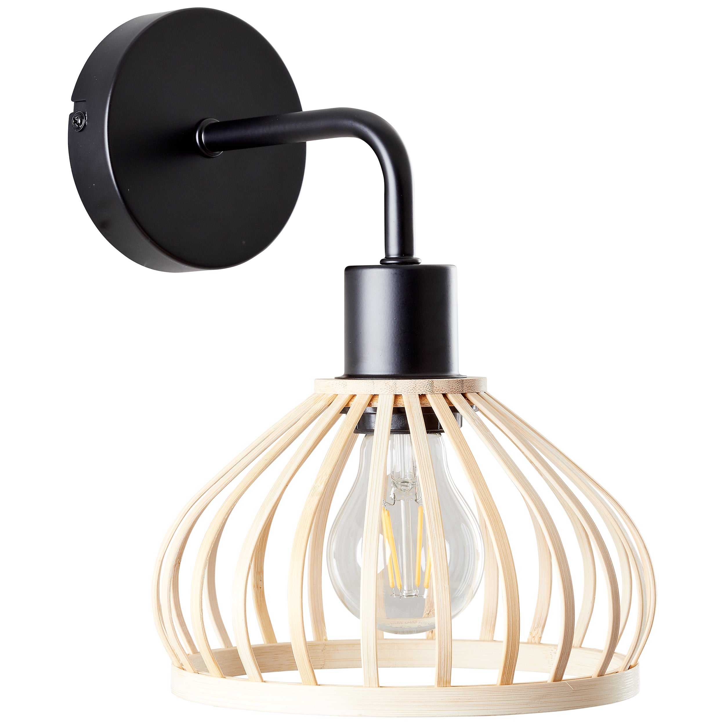 Lampa ścienna Brilliant Norah czarny/naturalny, metal/bambus, 1x A60, E27, 40 W - 4