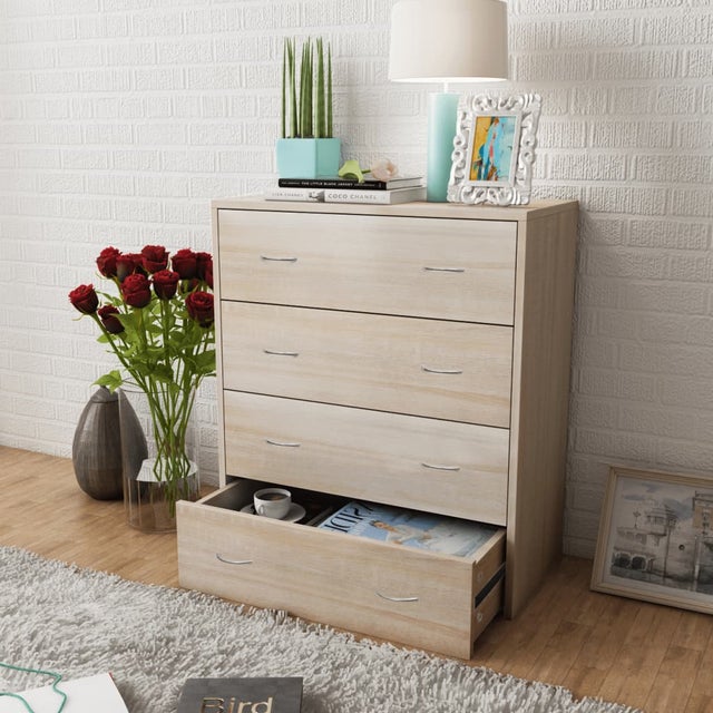 Dmora Cassettiera 6 Cassetti – Legno Rovere E Bianco Opaco, 50 X 41 X 124 Cm, Moderna Con Maniglie In Metallo - 4