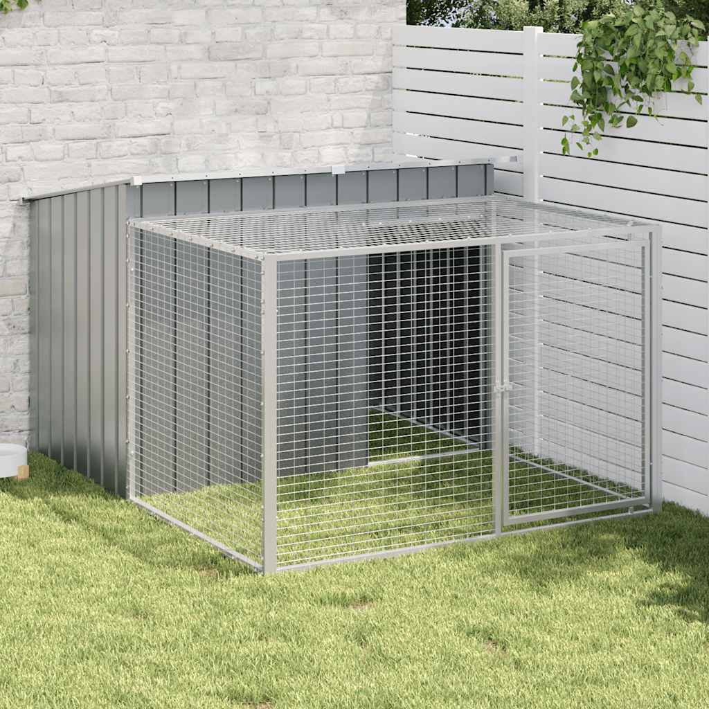 Domek dla psa z wybiegiem antracytowy 153x194x110 cm ocynkowana stal vidaXL