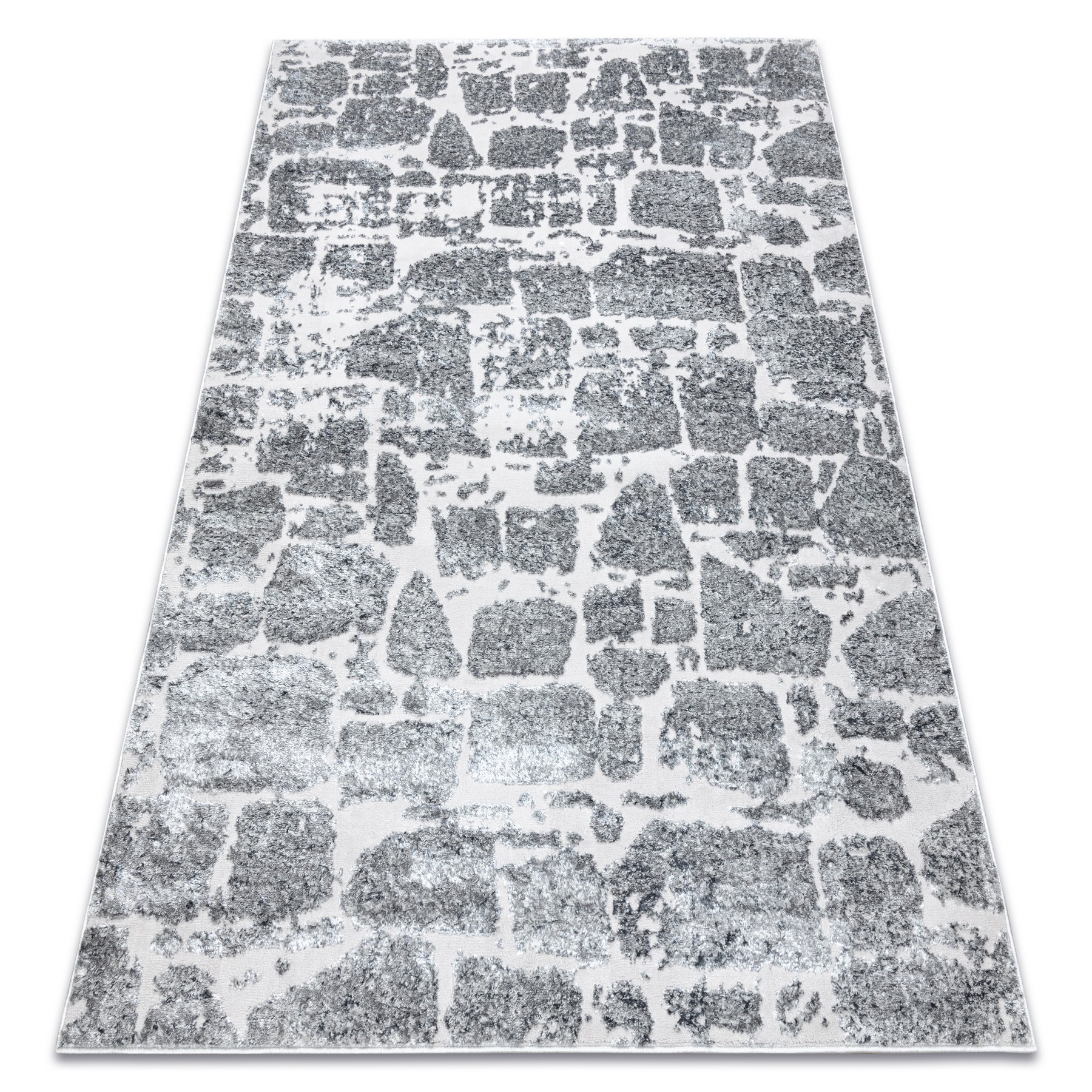Alfombra mefe moderna 6184 pavimentación ladrillo - structural dos niveles de vellón gris oscuro 240x330 cm