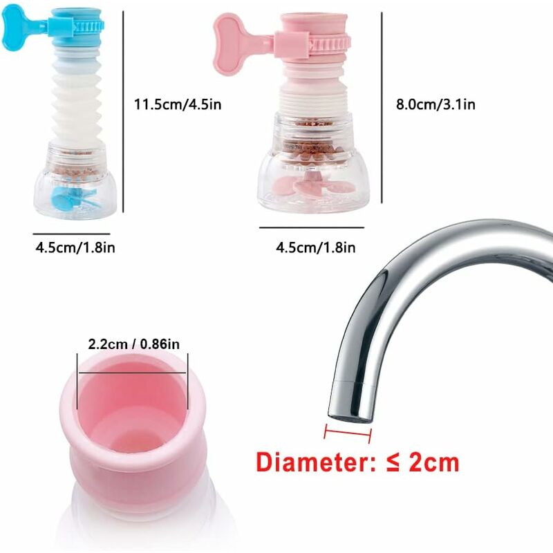 Robinet Cuisine Filtre Robinet, Robinet Osmoseur 360 Robinet Rotatif Robinet d'Eau Potable 100% Sans Plomb,B Noir