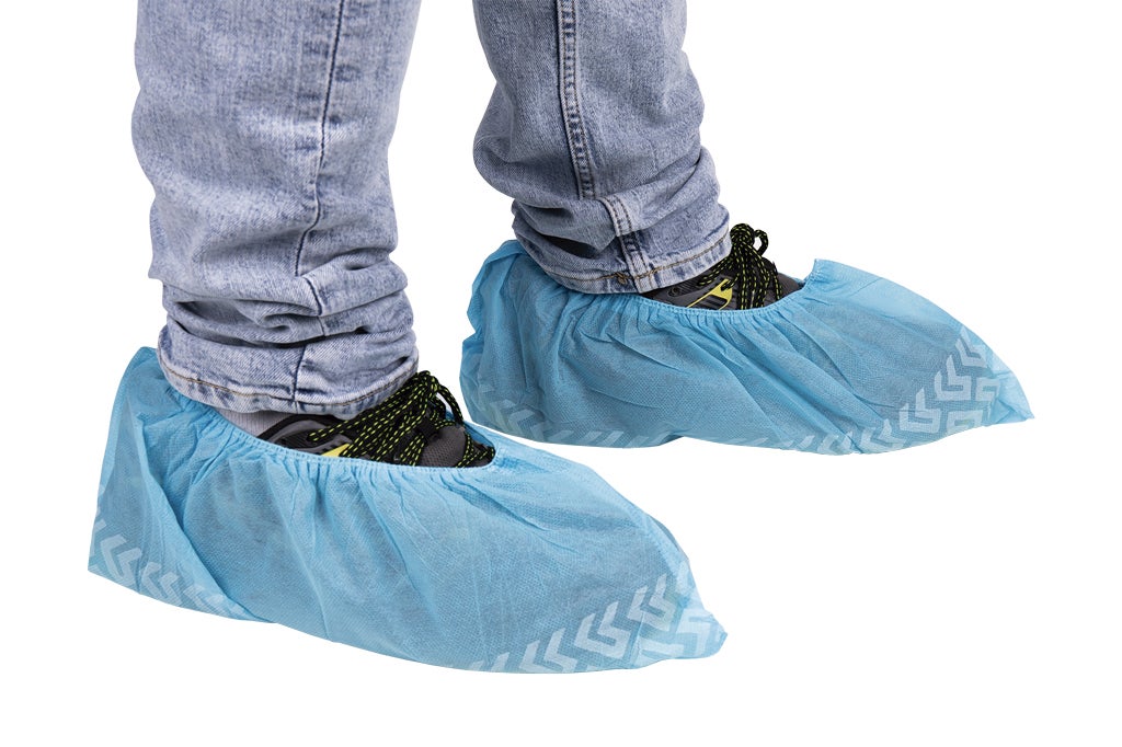 Cofan Cubrezapatos desechables | Pack de 100 unidades | Antideslizante | Material: polipropileno | Talla única | Color: azul | Cubre patucos con banda - 5