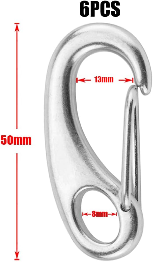 6 Moschettoni Zincati 8x80mm | Portata 250kg | Per Zaino, Campeggio E Escursionismo - Foto 3