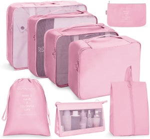 Set Organizer Valigie CINNANI: 7 Pezzi, Cubi Compressione, Salvaspazio, Per Viaggi E Zaino!