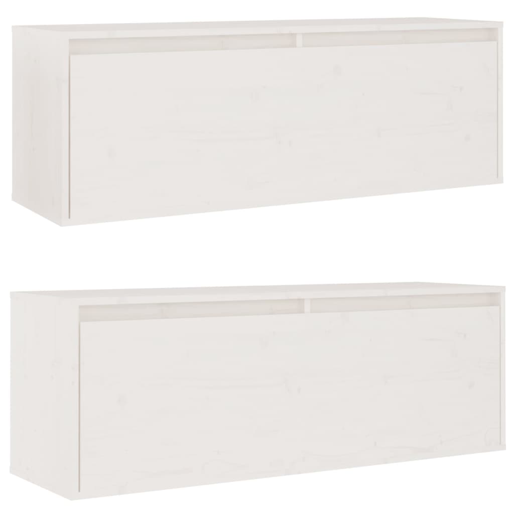 Maison Exclusive - Armario de pared 2 uds madera maciza de pino blanco 100x30x35cm - 9