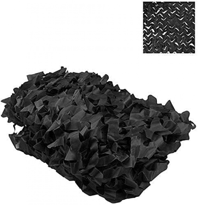Voile d'ombrage rectangulaire, maille camouflage motif camouflage, 4x4m, noir - 2