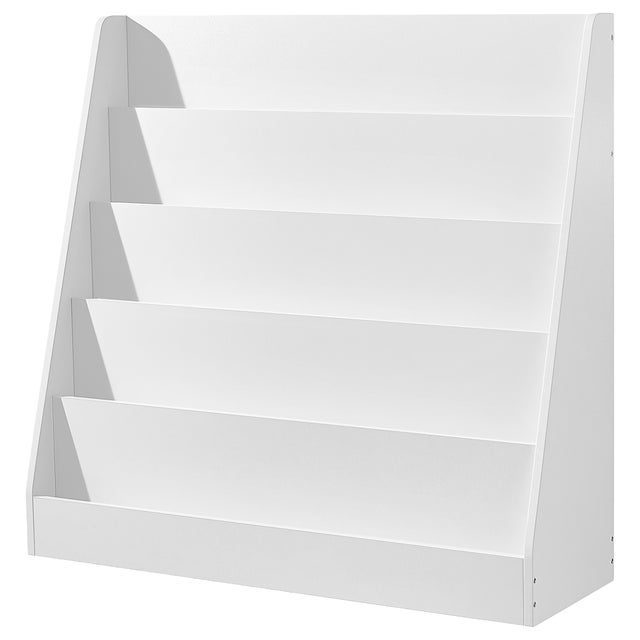 Bibliothèque pour Enfant à 5 Niveaux, Étagère à Livres Montessori, pour Chambre d’Enfant, 30 x 80 x 80 cm, Blanc