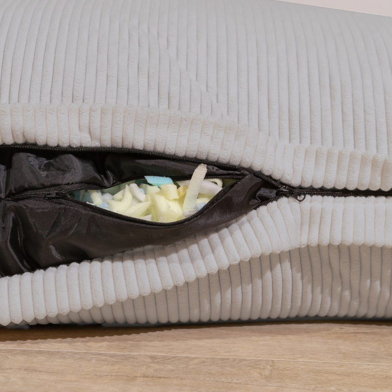 Pouf velours côtelé déhoussable BANANAIR 180 x 140 cm gris clair - 4