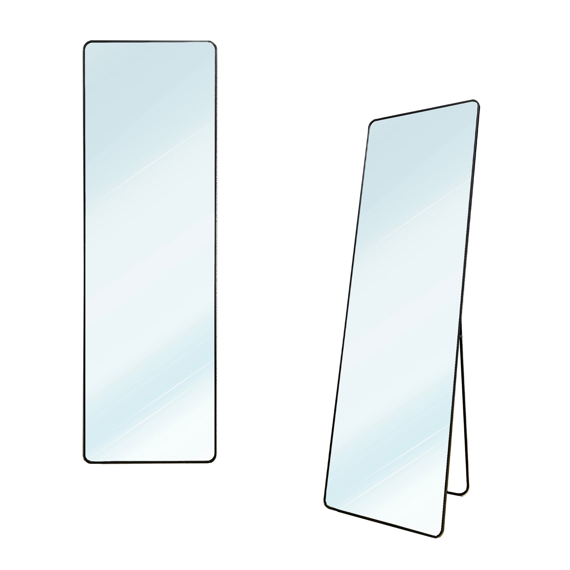 Espejo de Pie Metálico Metal Square Edge Max 170x65 |Cuerpo Entero Negro con Soporte Suelo | Soporte para Pared - 4