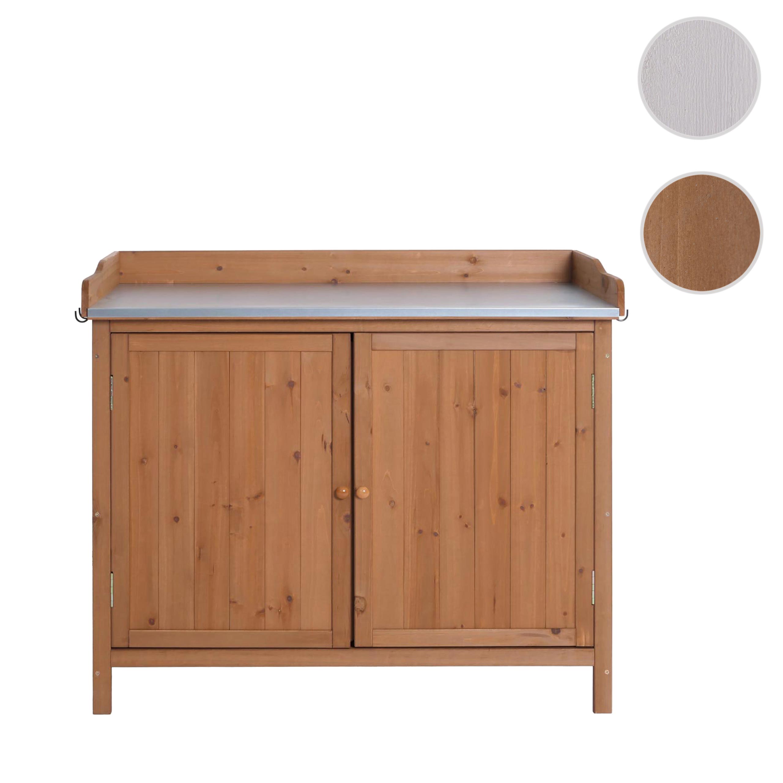 Meuble de jardin avec plan de travail HWC-L69, Table à plantes 86x104x52cm ~ marron - 9