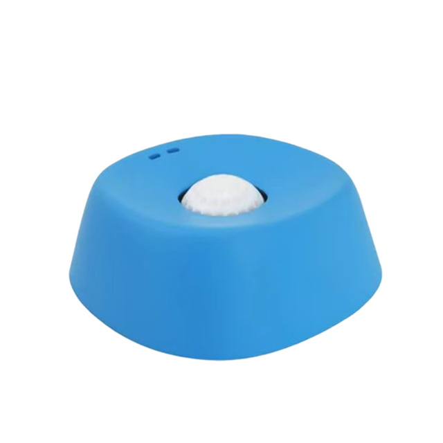 Tigela para cães para alimentação lenta com caldo de osso, antiderrapante, azul com bola branca.