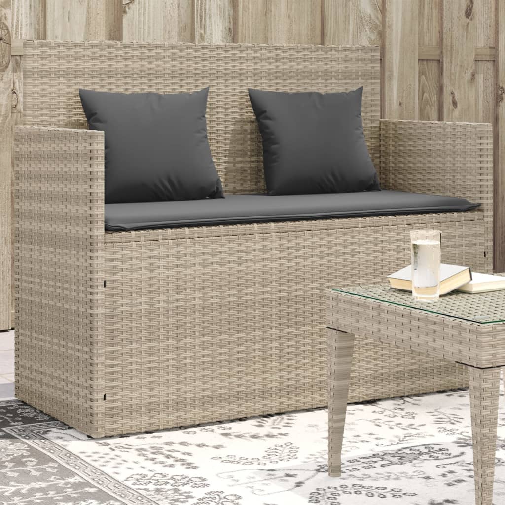 Panchina Da Giardino In Polyrattan Grigio – Comoda, Con Cuscino, Resistente Alle Intemperie!