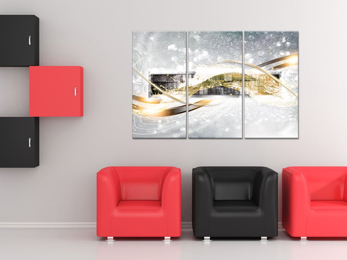 DECLINA, Tableau toile imprimée abstrait, Tableau decoratif triptyque moderne, 150x100 cm - 3