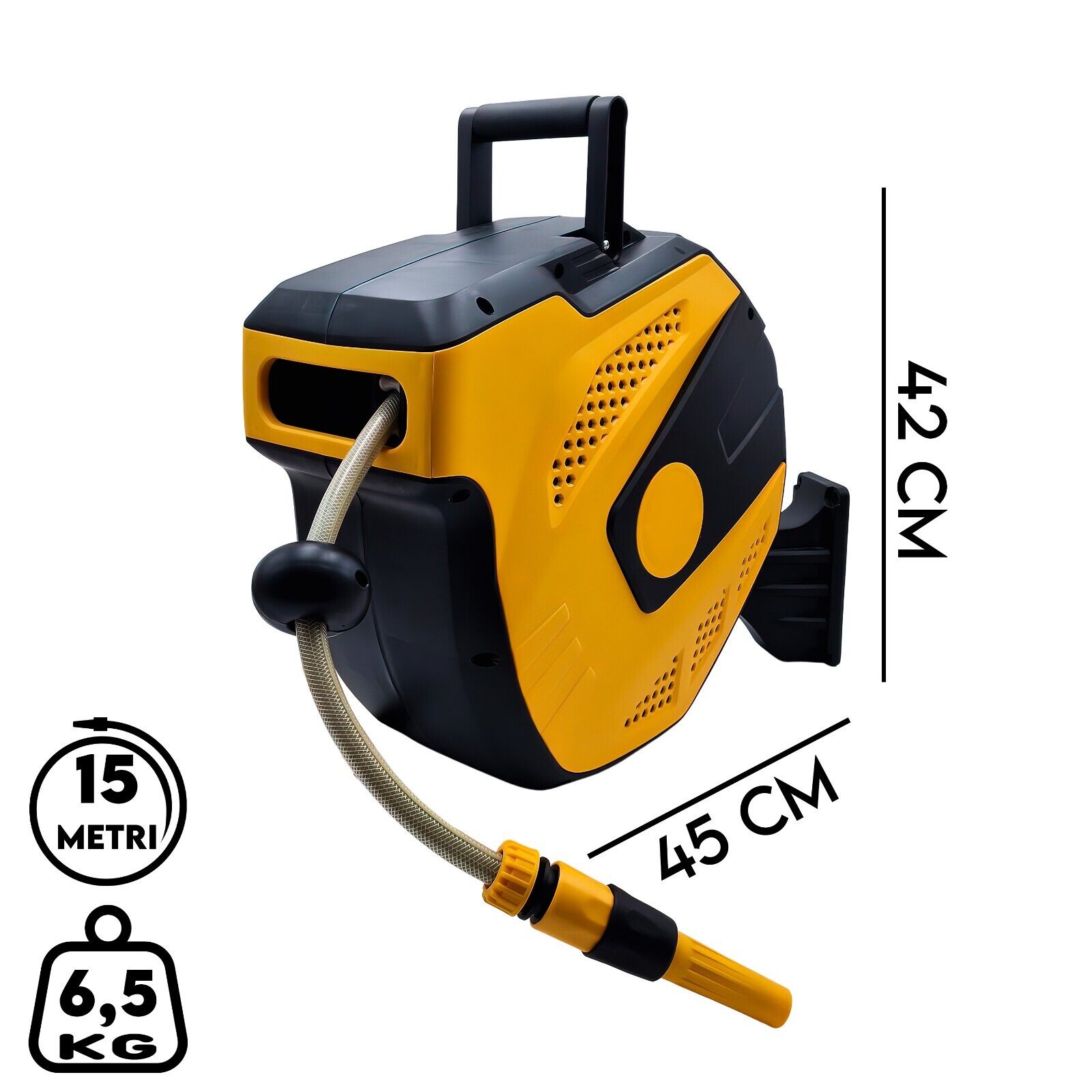 Set Tubo Da Giardino 15m Con Avvolgitore Portatile | Pratico, Leggero E Sempre In Ordine