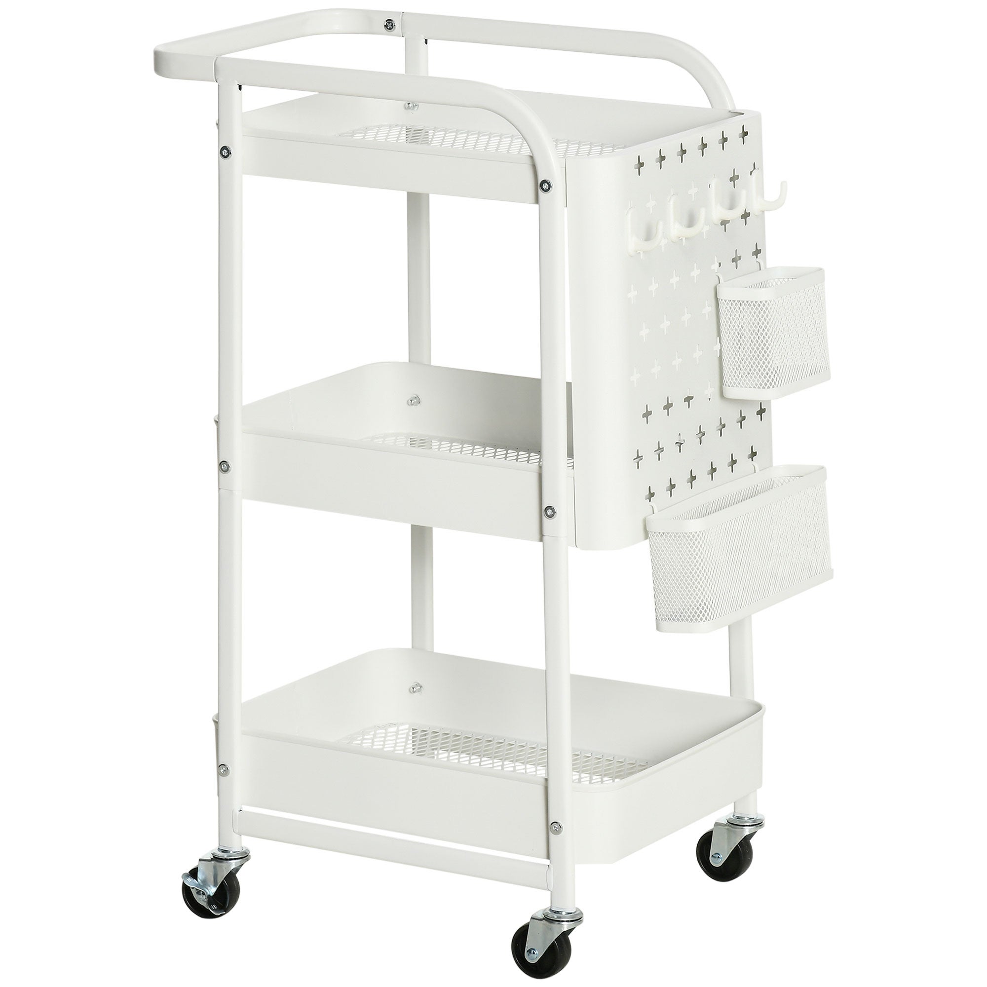 Table Roulante Chariot Utilitaire Sur Roulettes à 3 Niveaux Avec Roues En Plastique Robuste Pour Restaurant/cuisine/hôtel/buanderie/studio/garage Desserte à Roulettes