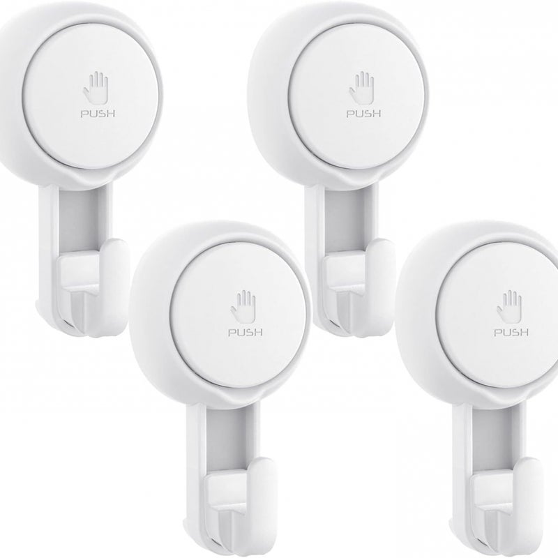 Haczyki prysznicowe z przyssawkami do luffy, szlafroka i ręcznika, wytrzymałe (4 sztuki*1), wodoodporne i wielokrotnego użytku