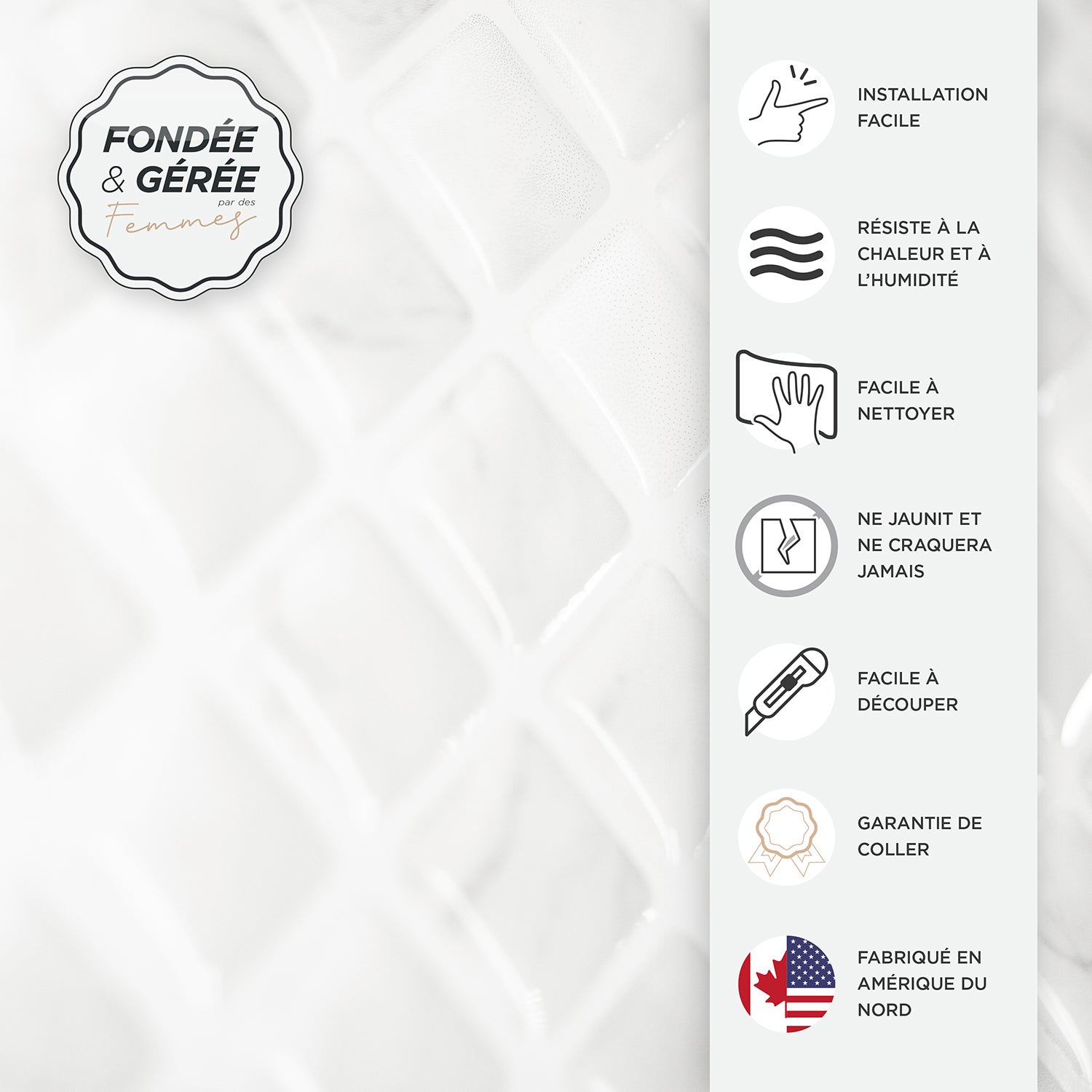 Carrelage adhésif mural XL x2, 57.3 x 29.41cm - Smart Tiles Blok Minimo gris, sticker tuile effet marbre - Salle de bain, cuisine - 3
