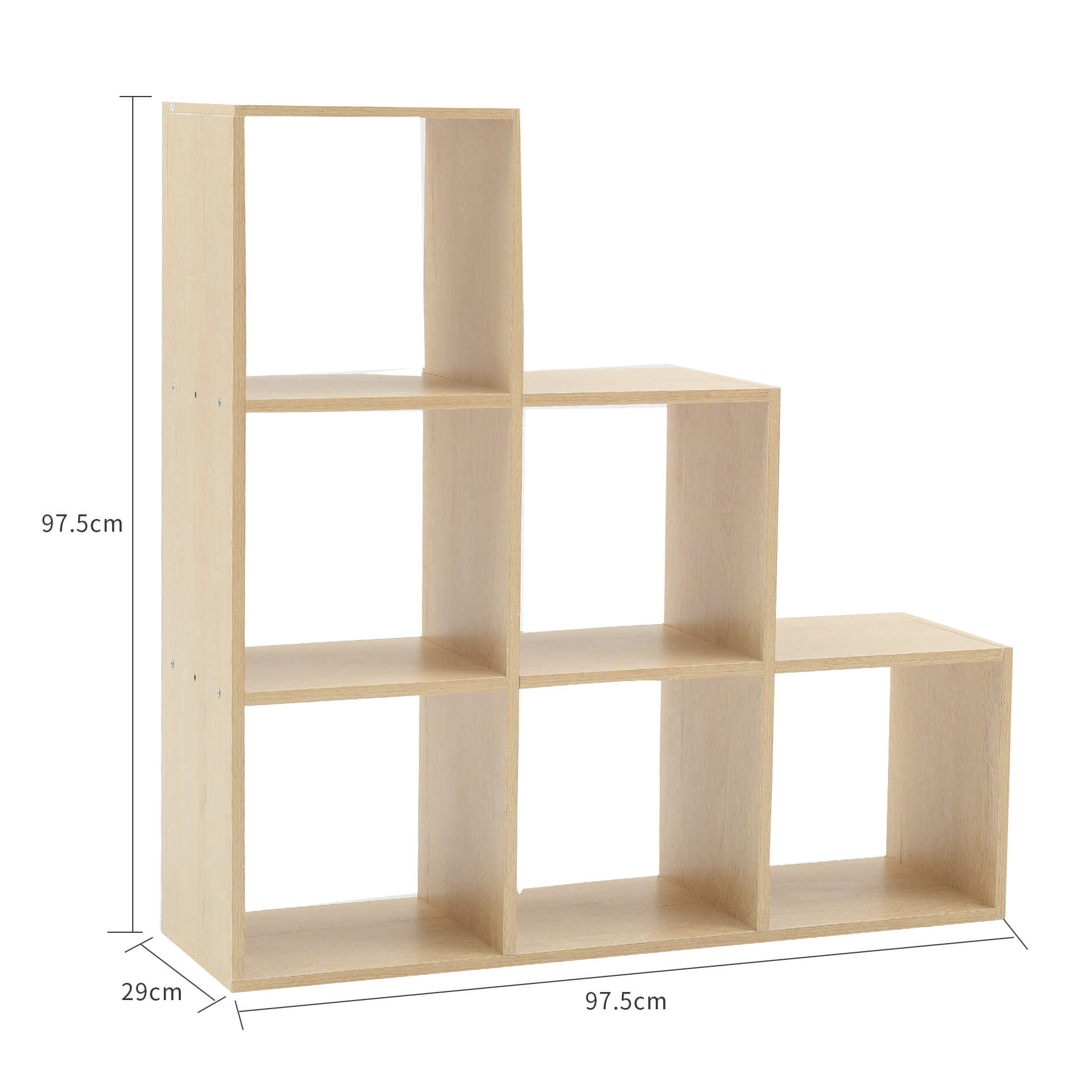 Libreria Scaffale Mobili Rebecca A Scala Moderno 6 Scomparti 97,5x97,5x29 - 3