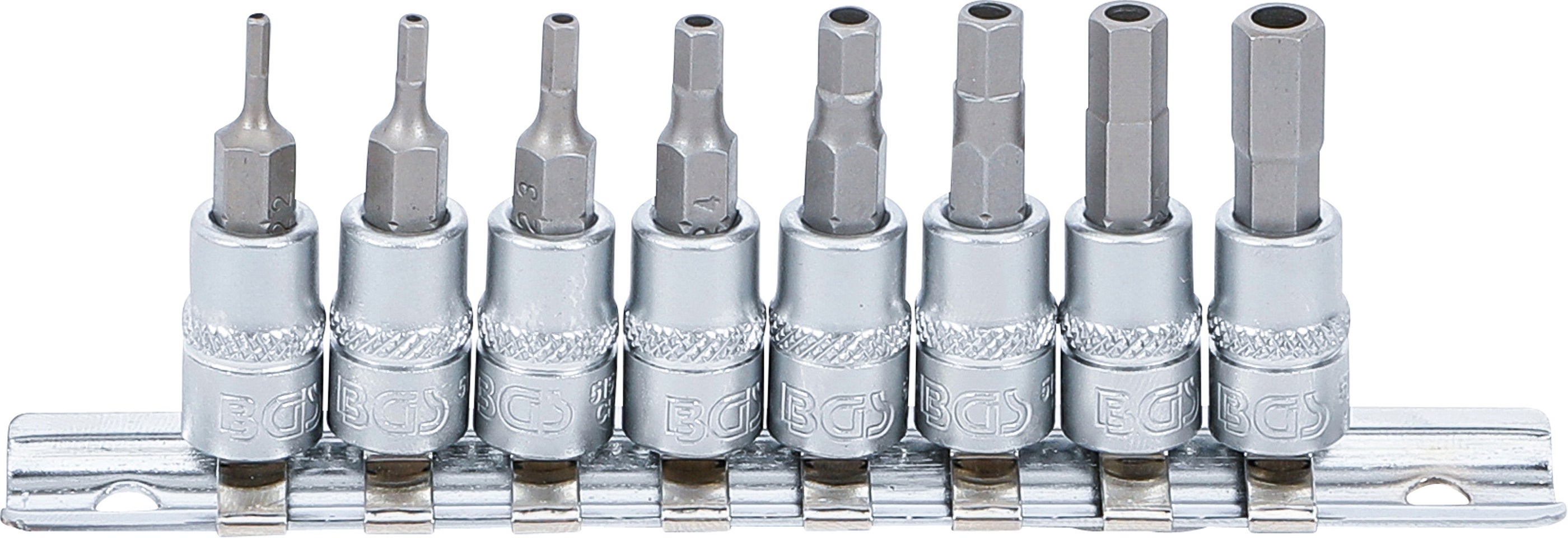 Zestaw bitów BGS z napędem kwadratowym wewnętrznym 6,3 mm (1/4") i sześciokątnym wewnętrznym z otworem 2 - 7 mm 8-częściowy - 5156