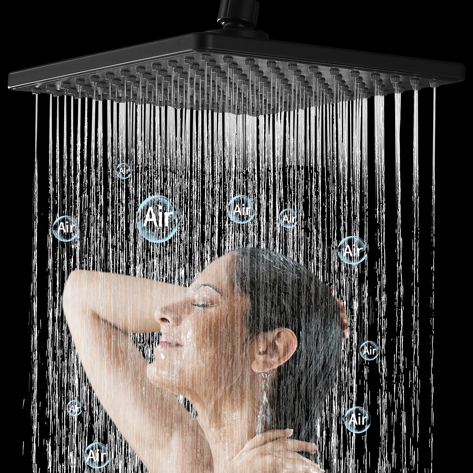 HOMELODY Czarna termostatyczna kolumna prysznicowa, zestaw prysznicowy z termostatem i główką prysznicową, regulowana wysokość - 3