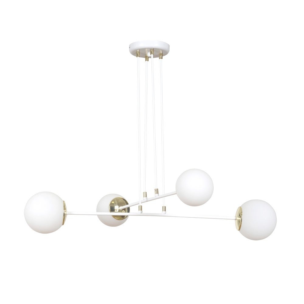 Lampa wisząca Signo 4 światła biała ze szklanymi kulami 4xE14
