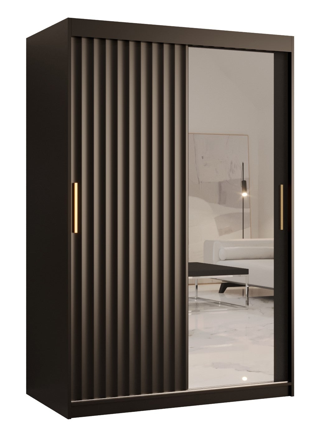 Szafa przesuwna garderoba RIFLO WAVE 2 120 x 62 x 200 cm Czarny - Abiks Meble