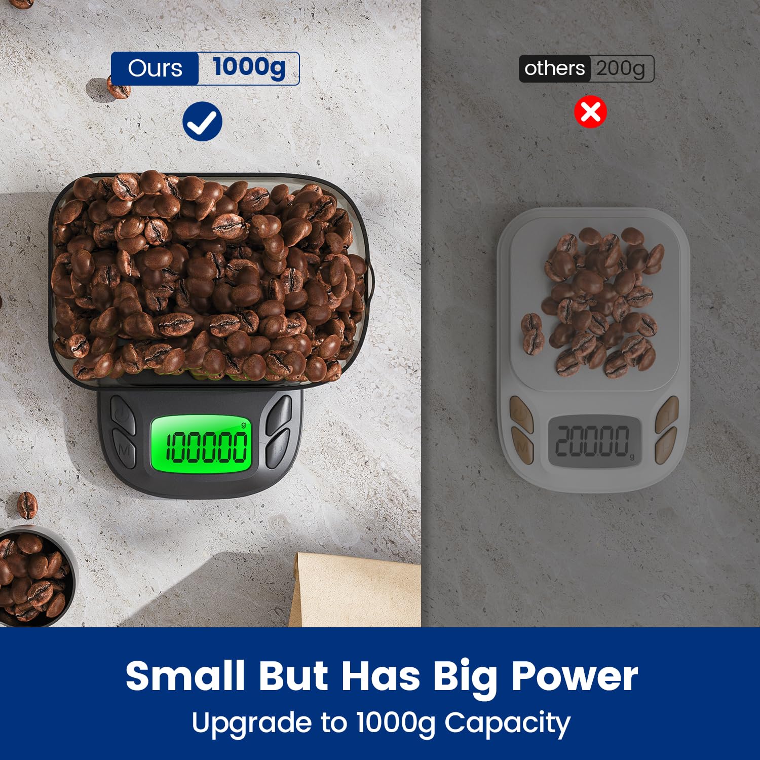 1000 g / 0,01 g de précision, balance de précision pour pièces et or, balance numérique mini multifonction avec calibration et fonction , 7 unités - 3
