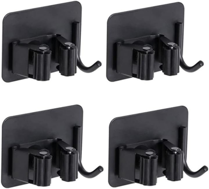 Tikplus Lot De 3 Supports De Balai Autocollants Noirs En Acier Inoxydable - Sans Perçage Pour Cuisine, Salle De Bain, Garage