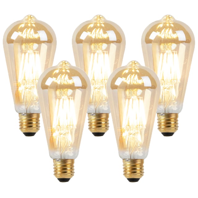 Lot de 5 ampoules LED E27 Dim to Warm Gold 8W 806lm 2000-2700K
