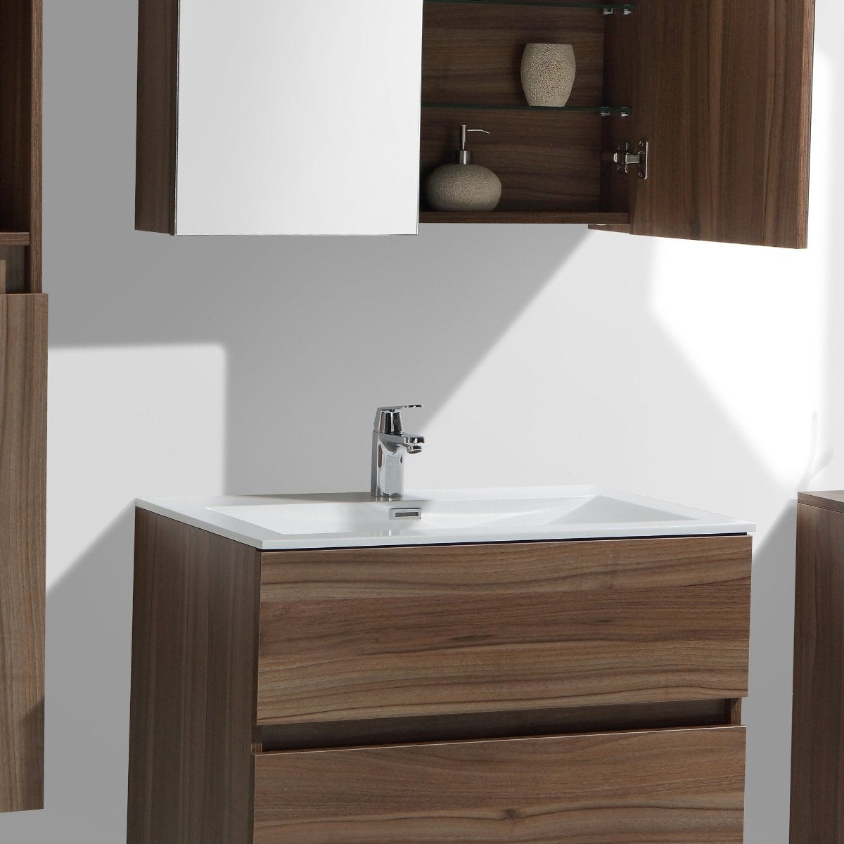 Meuble salle de bain design simple vasque SIENA largeur 80 cm noyer - 8