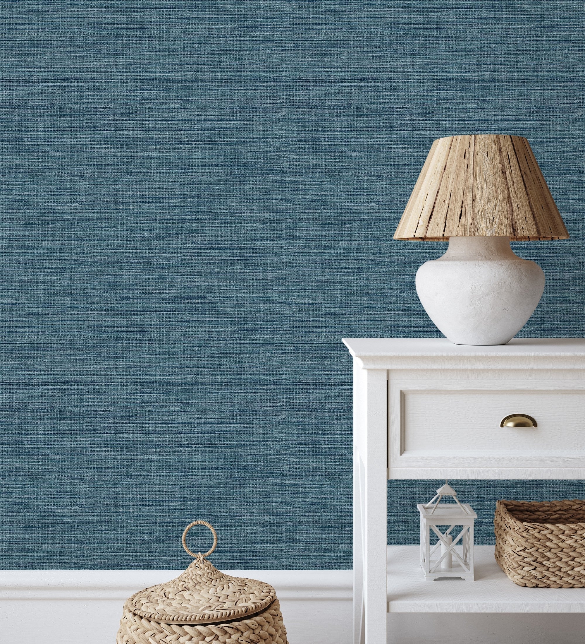 Papel pintado vinílico ecológico efecto fibra vegetal tejida teñida con textura en relieve - soho fabric 682342 de gaulan - rollo de 10 m x 0,52 m