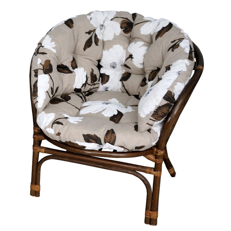 Poduszka na fotel rattanowy rattan AMPO beżowy biały 1 szt.