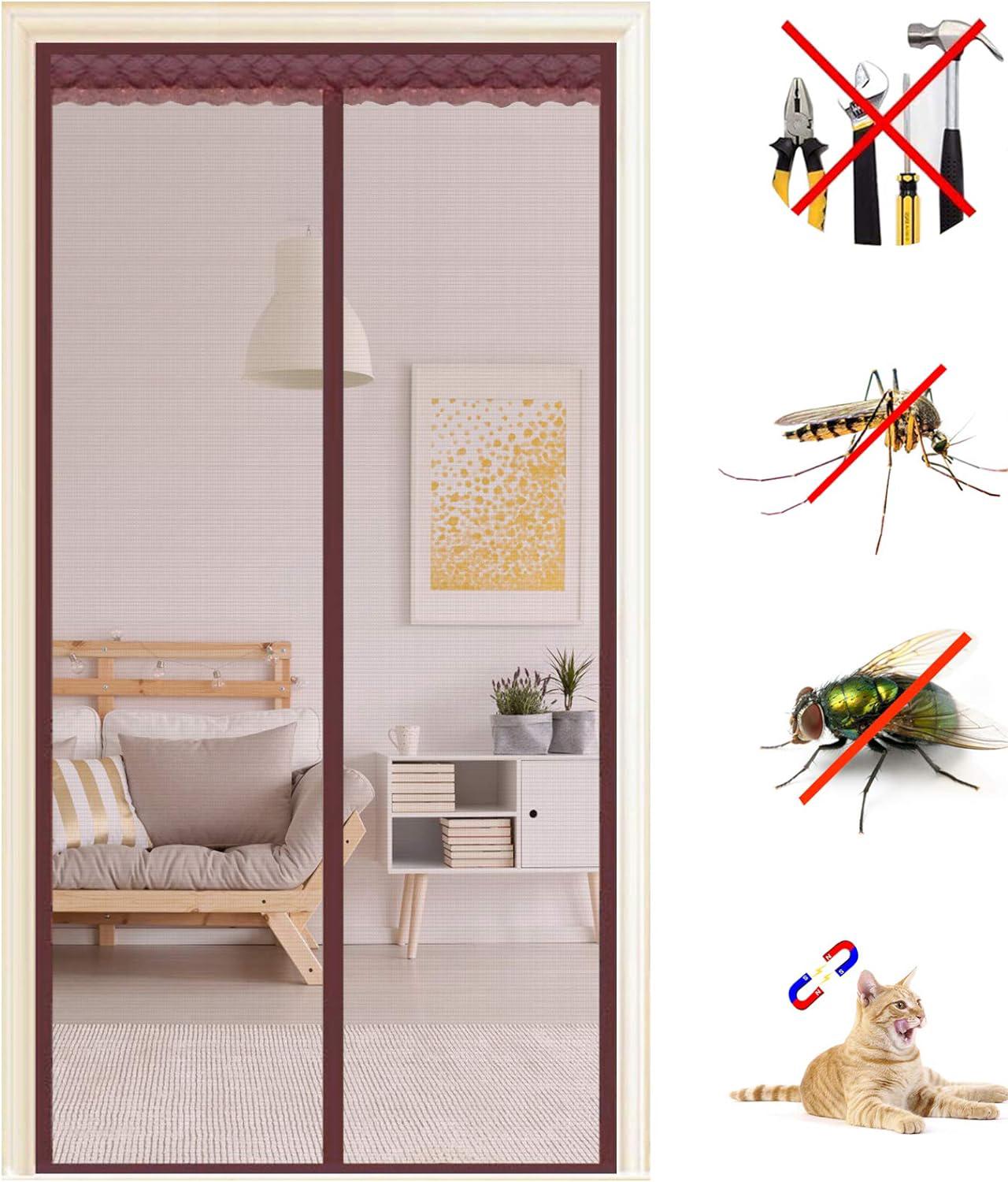 Mosquitera magnética para ventana de puerta, 100 x 210 cm, mosquitera de cifrado de malla autoadhesiva, cierre automático de cortina magnética