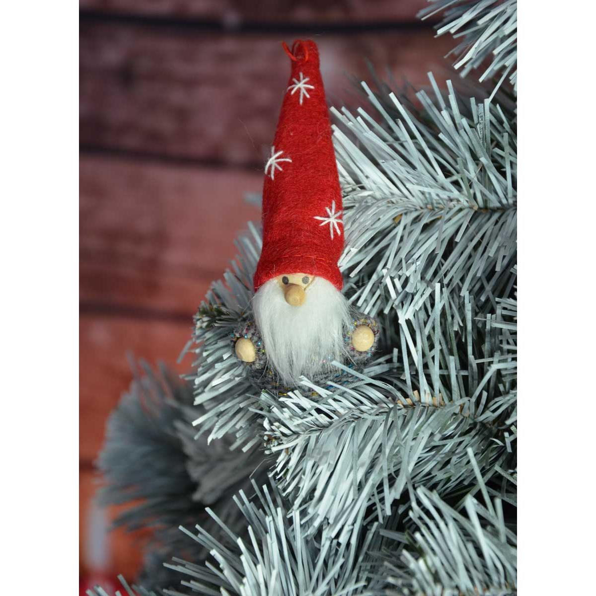 Zawieszka na choinkę skrzat 11 cm czerwony - 2