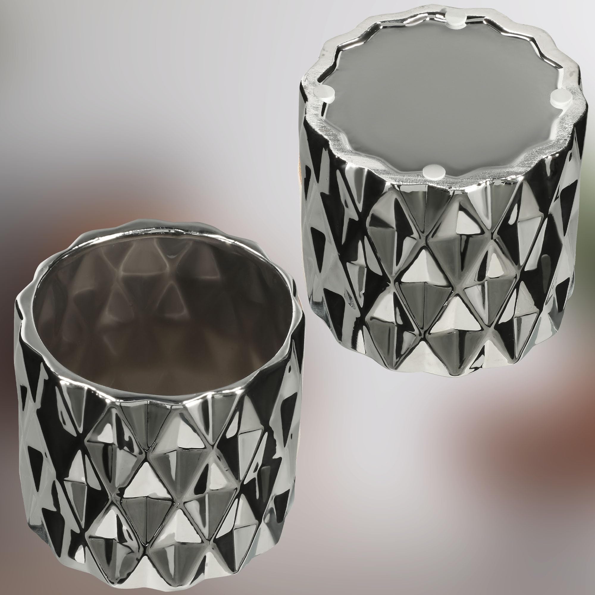2x doniczka ceramiczna donica osłona cylinder czarna ozdobna kwiaty rośliny - KOTARBAU - 6