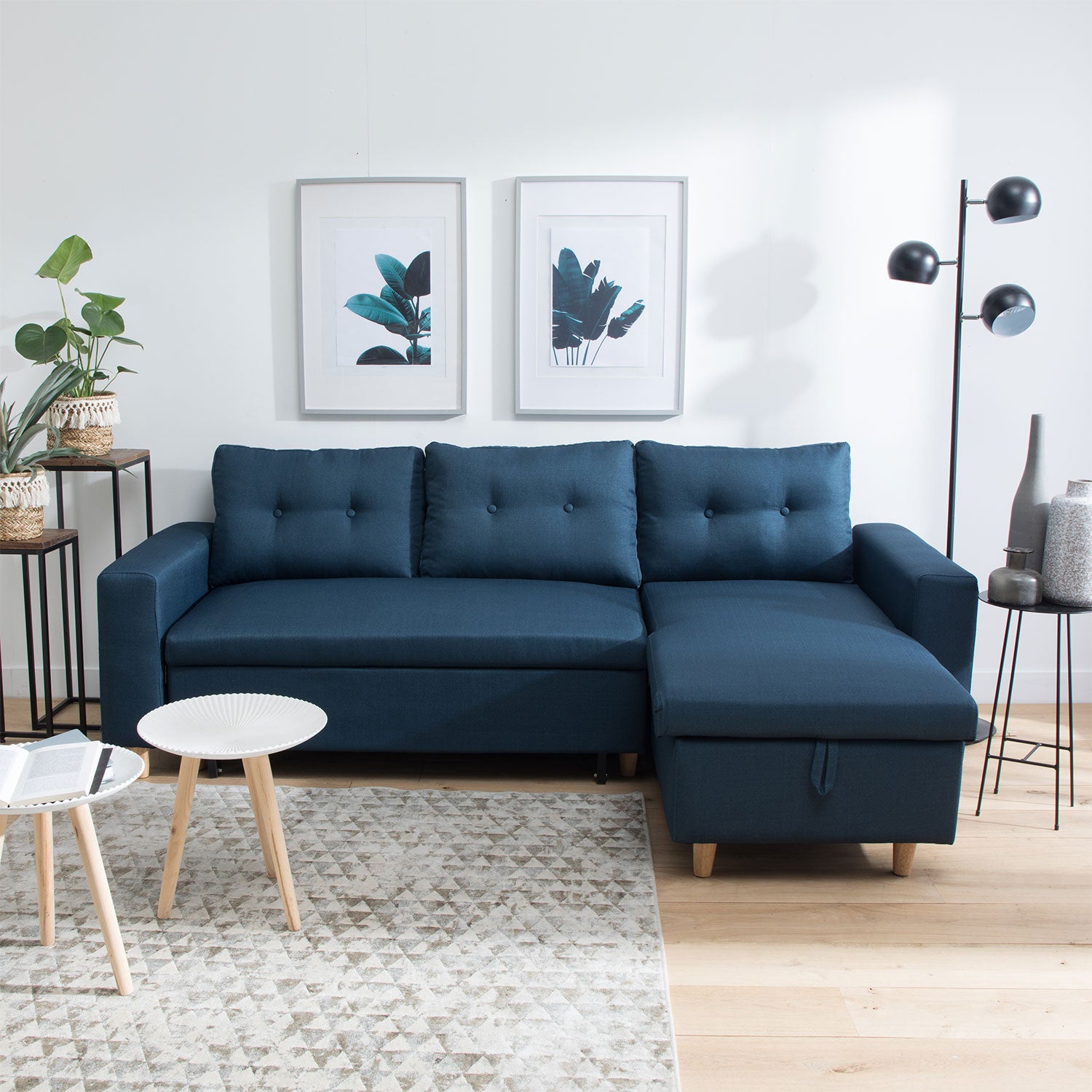 3-osobowa niebieska sofa narożna WADE