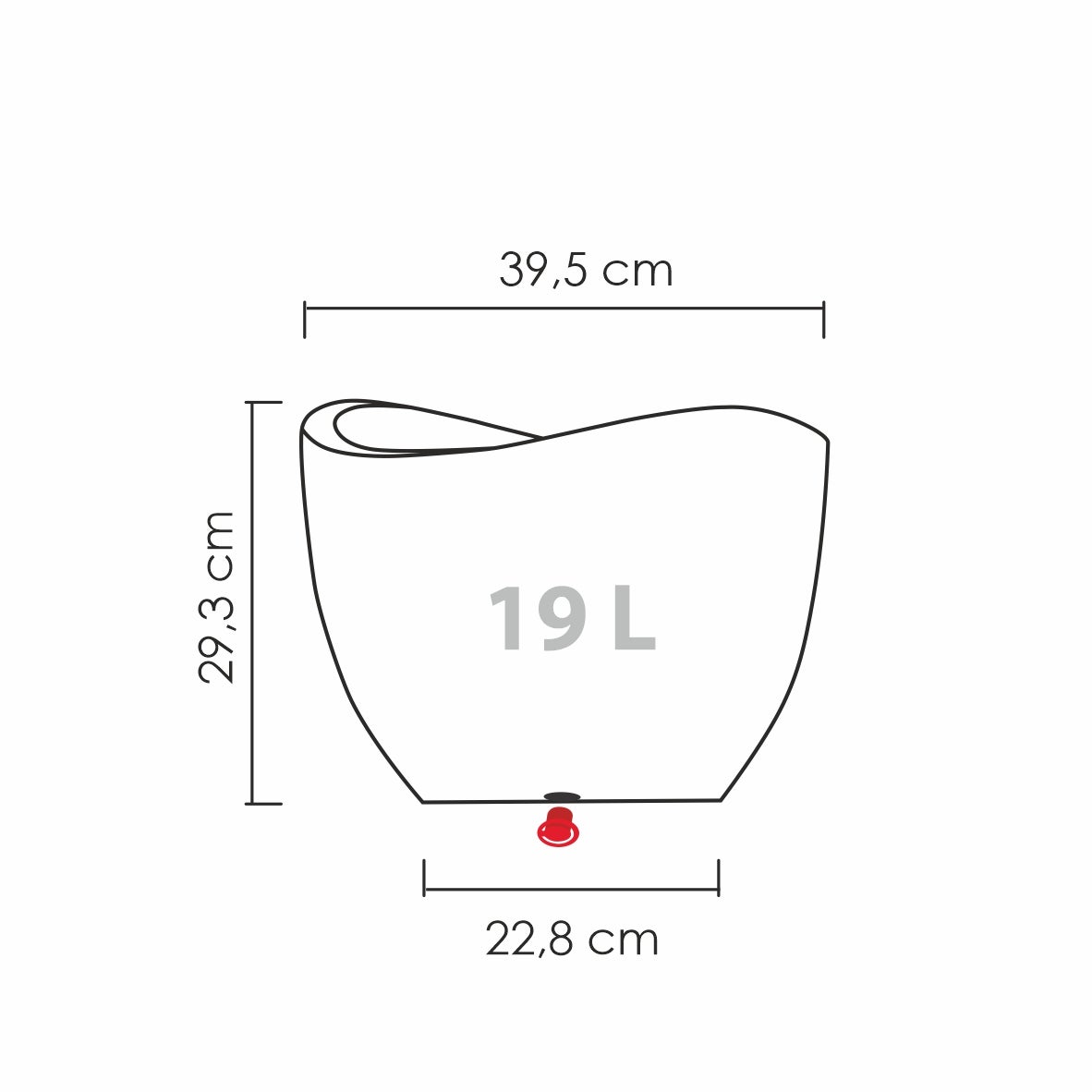 Scheurich Wave Globe 40, pot à fleurs/jardinière, cylindrique, coloris: Granit noir, fabriqué avec du plastique recyclé, pour l’extérieur - 7