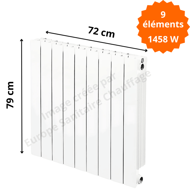 Radiateur aluminium vertical H.79 x 72 cm VIP 700 Deville 1458 W