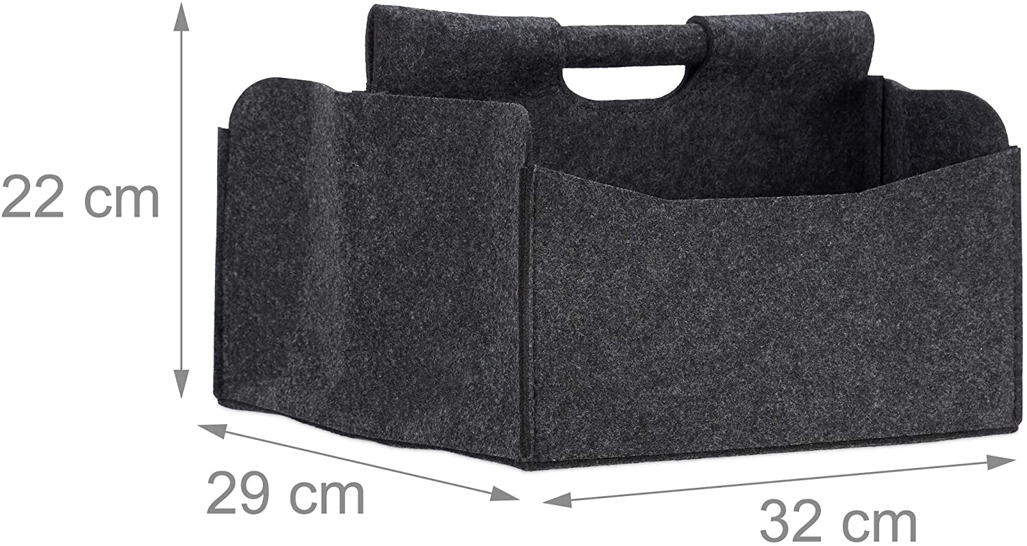 Lot De 2 Paniers D'escalier En Forme De L - En Feutre Polyester, Poignées Cuir - Pliables, Pour Rangement Linge, Jouets, Désencombrement Paniers Escalier Forme L Feutre