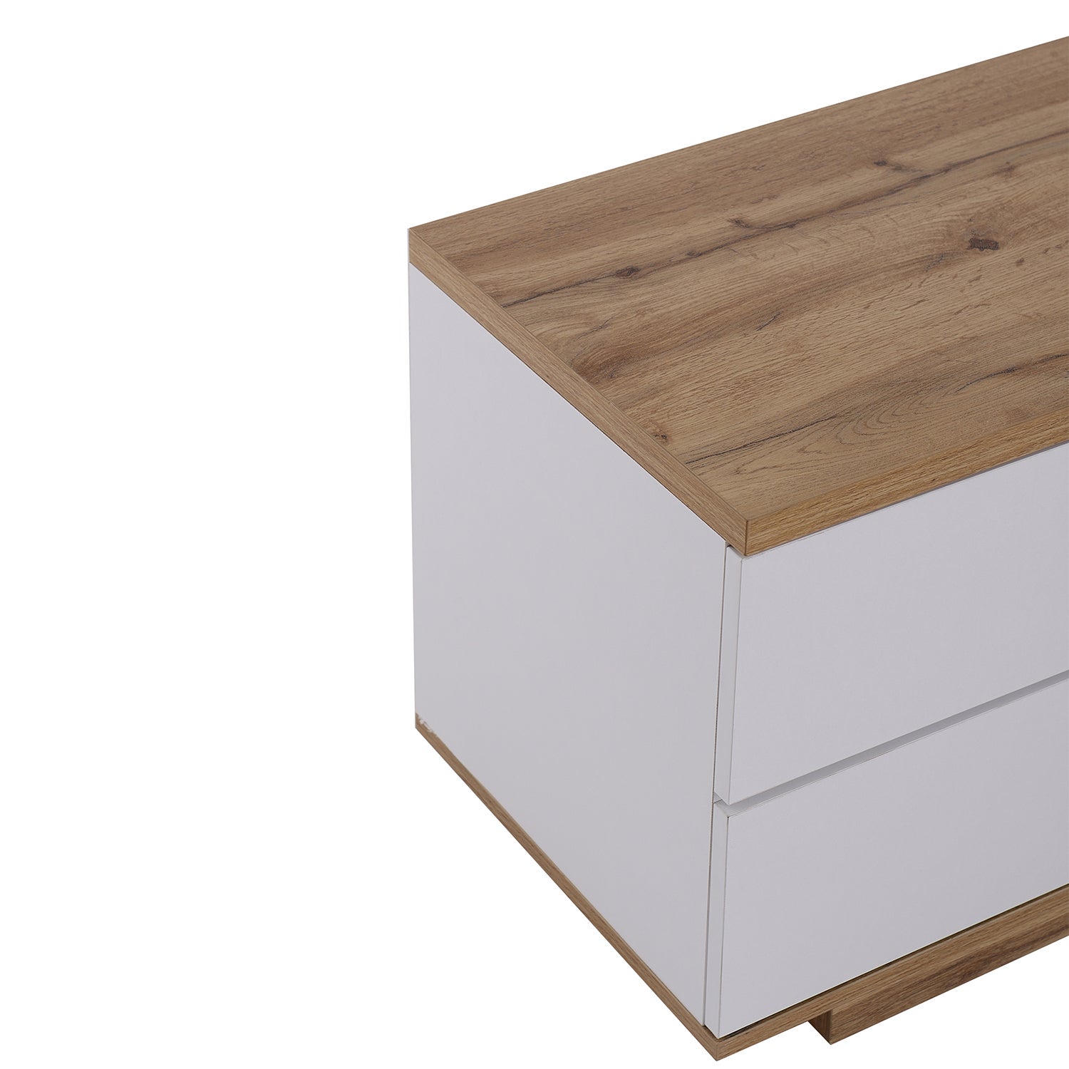 Meuble TV scandinave contemporain 180cm en bois - 5 portes + 8 compartiments - Naturel & Blanc - 6